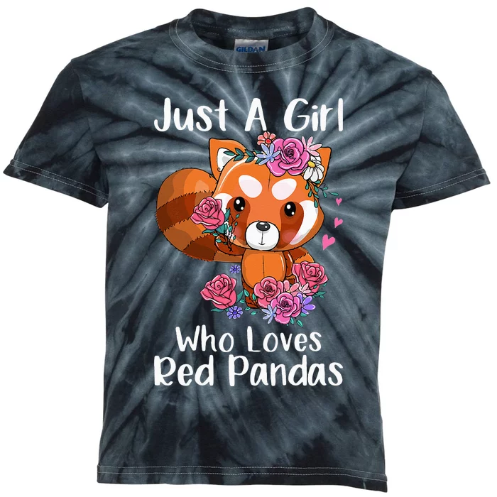 Just A Who Loves Red Pandas Funny Red Panda Kids Tie-Dye T-Shirt