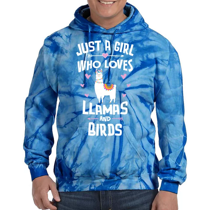 Just A Who Loves Llamas And Birds Gift Tie Dye Hoodie