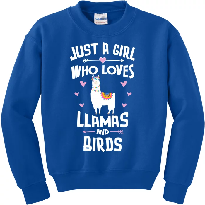 Just A Who Loves Llamas And Birds Gift Kids Sweatshirt