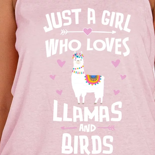 Just A Who Loves Llamas And Birds Gift Women's Knotted Racerback Tank