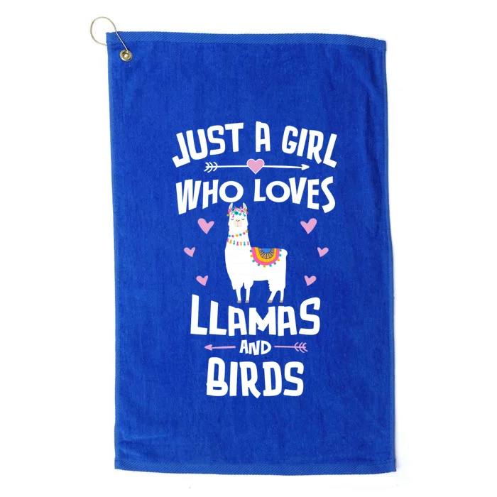 Just A Who Loves Llamas And Birds Gift Platinum Collection Golf Towel