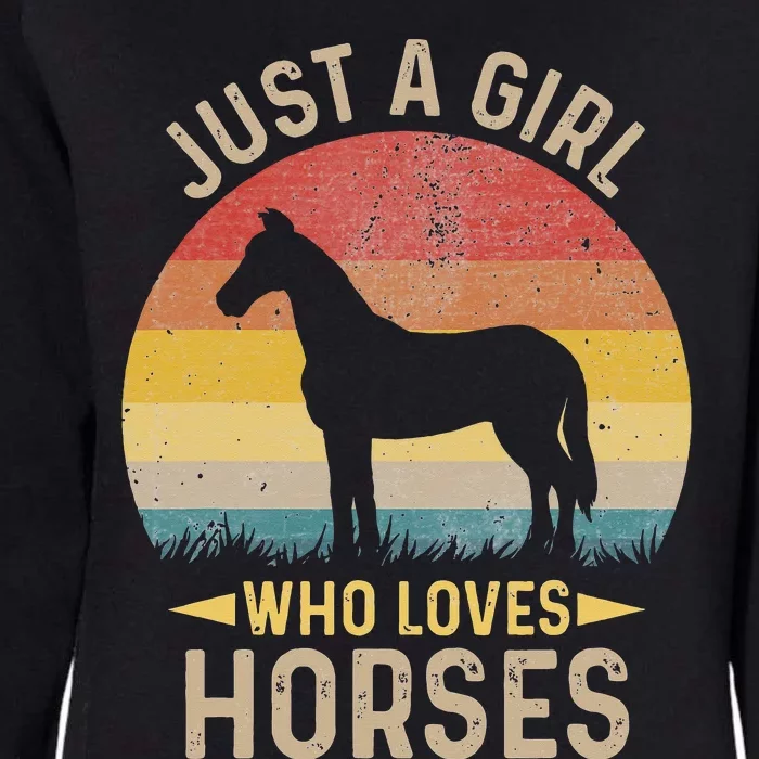 Just A Who Loves Her Horse Retro Sunset Silhouette Gift Womens California Wash Sweatshirt