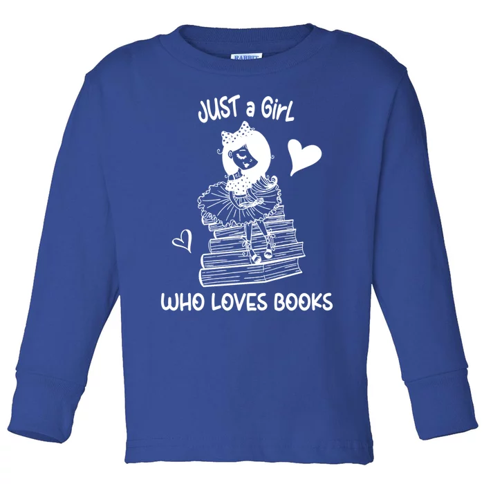 Just A Who Loves Books Reading Book Cute Heart Bookish Gift Toddler Long Sleeve Shirt