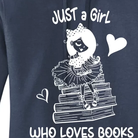 Just A Who Loves Books Reading Book Cute Heart Bookish Gift Women's Pullover Hoodie