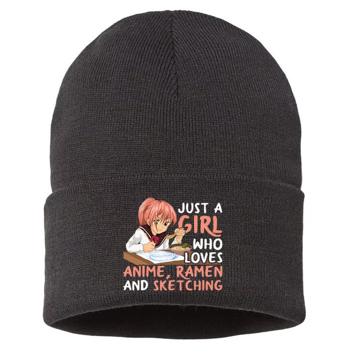 Just A  Who Loves Anime Ra And Sketching Japan Anime Sustainable Knit Beanie