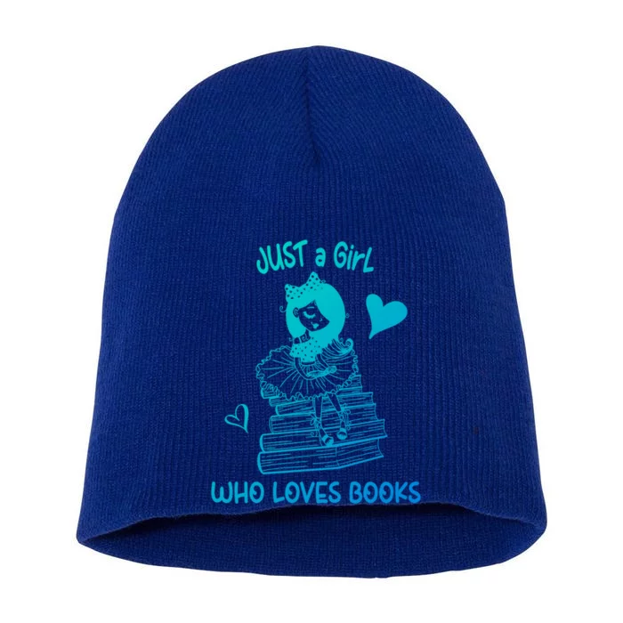 Just A Who Loves Books Reading Book Cute Heart Bookish Gift Short Acrylic Beanie