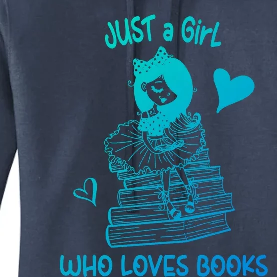 Just A Who Loves Books Reading Book Cute Heart Bookish Gift Women's Pullover Hoodie