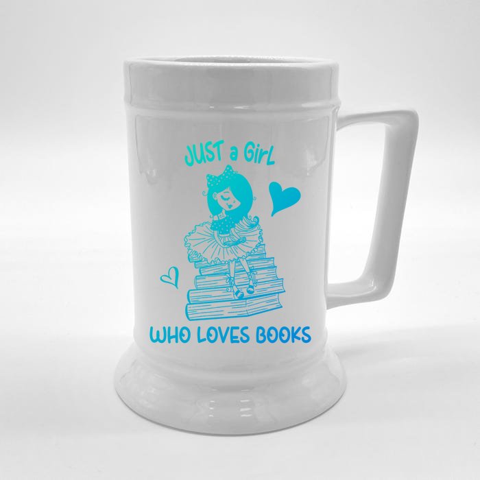 Just A Who Loves Books Reading Book Cute Heart Bookish Gift Front & Back Beer Stein