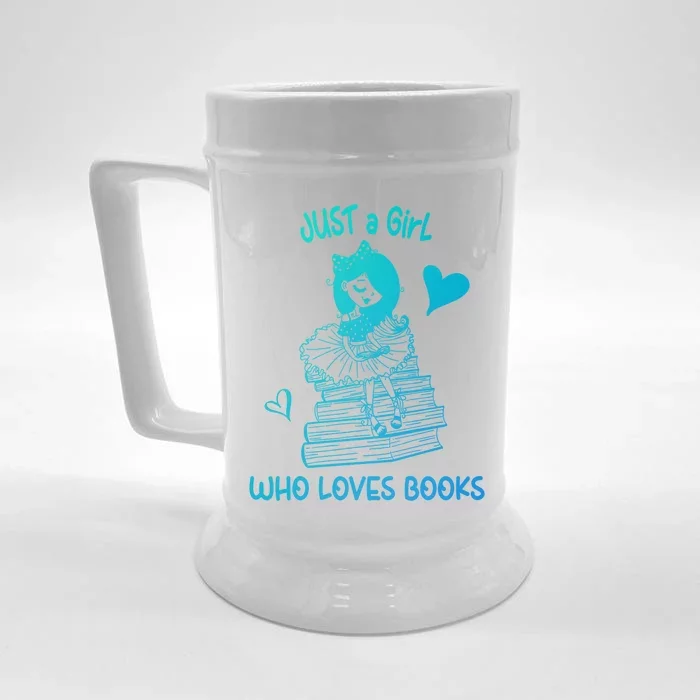 Just A Who Loves Books Reading Book Cute Heart Bookish Gift Front & Back Beer Stein