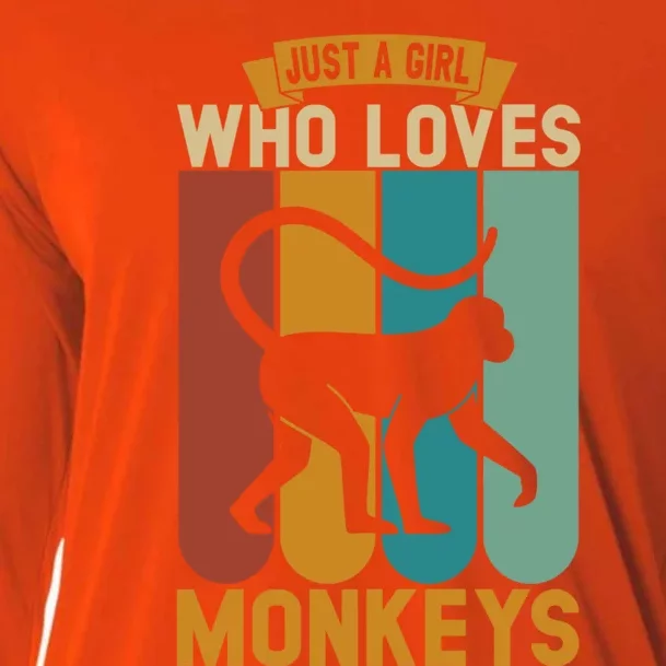 Just A Who Loves Monkeys Cute Gift Cooling Performance Long Sleeve Crew