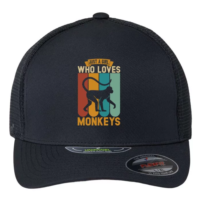 Just A Who Loves Monkeys Cute Gift Flexfit Unipanel Trucker Cap