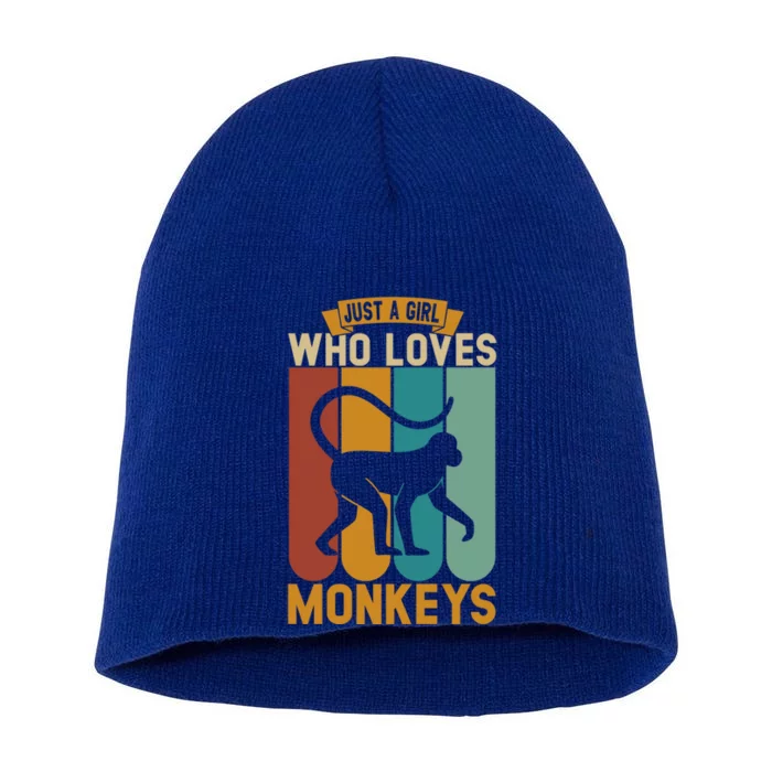 Just A Who Loves Monkeys Cute Gift Short Acrylic Beanie