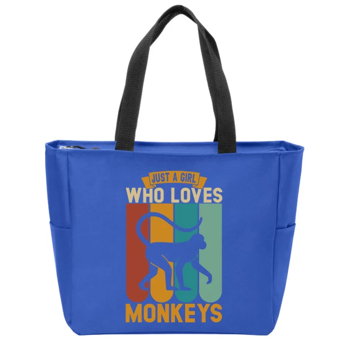 Just A Who Loves Monkeys Cute Gift Zip Tote Bag