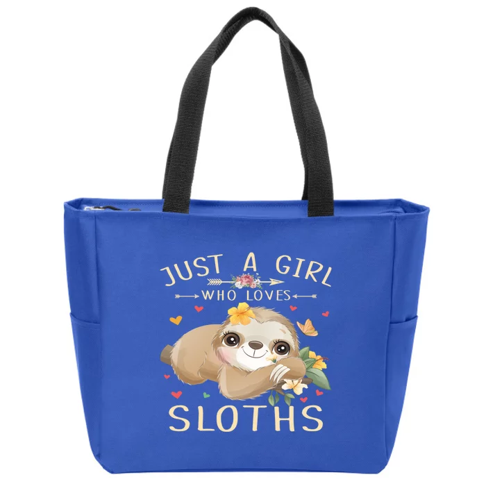 Just A Who Loves Sloths Cute Sloth Lover Gift Zip Tote Bag