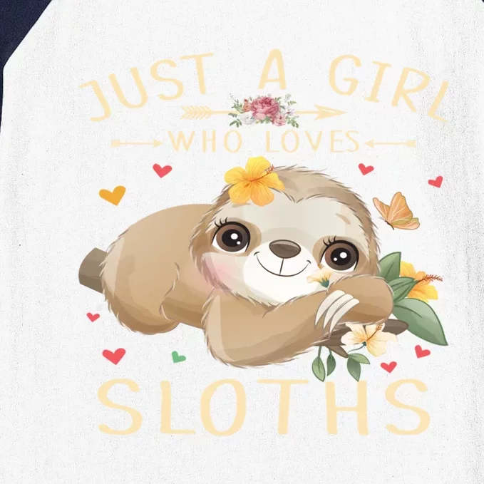 Just A Who Loves Sloths Cute Sloth Lover Gift Baseball Sleeve Shirt