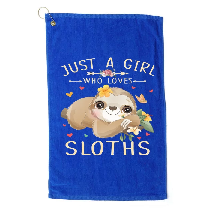 Just A Who Loves Sloths Cute Sloth Lover Gift Platinum Collection Golf Towel