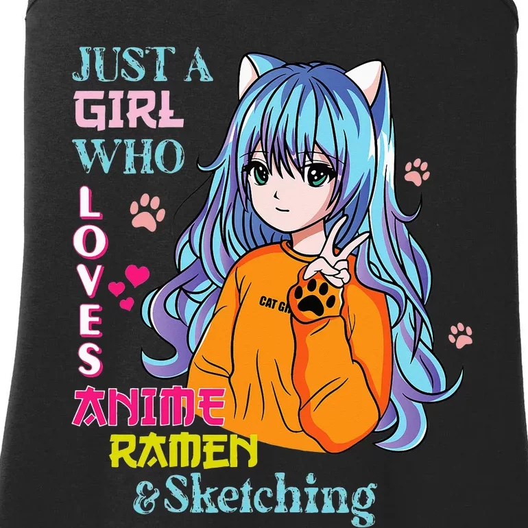 Just A  Who Loves Anime Ra And Sketching Teen Ladies Essential Tank