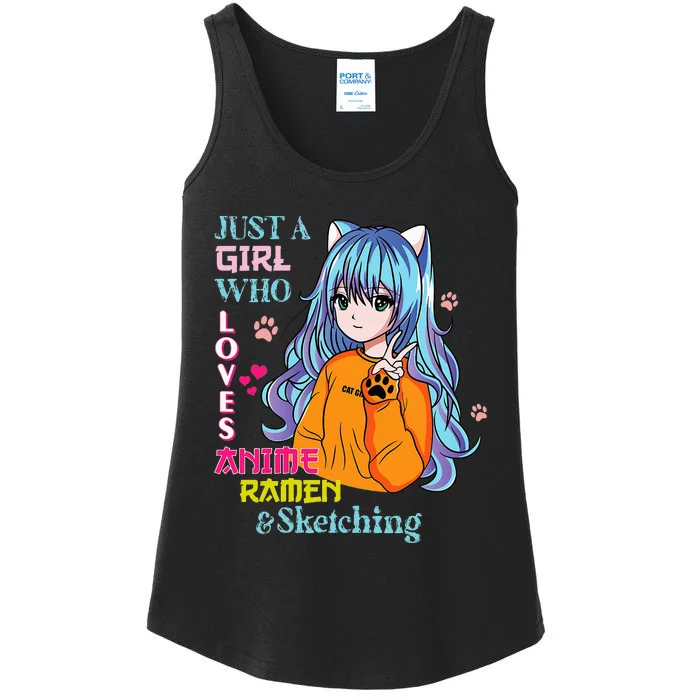 Just A  Who Loves Anime Ra And Sketching Teen Ladies Essential Tank