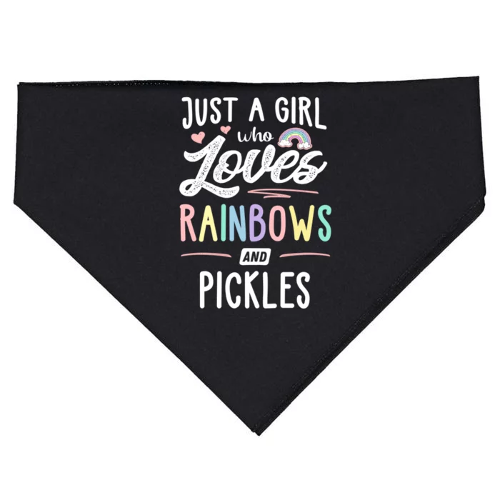 Just A Who Loves Rainbows And Pickles Rainbow Gift USA-Made Doggie Bandana