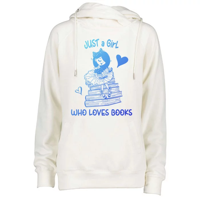 Just A Who Loves Books Reading Book Cute Heart Bookish Gift Womens Funnel Neck Pullover Hood