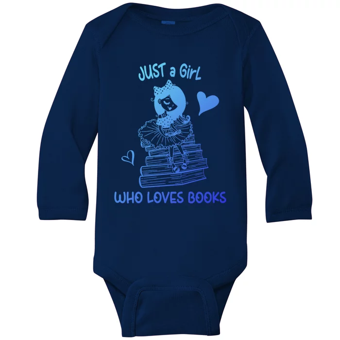 Just A Who Loves Books Reading Book Cute Heart Bookish Gift Baby Long Sleeve Bodysuit