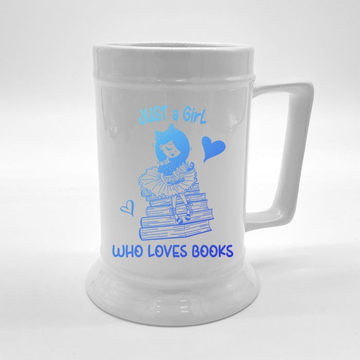 Just A Who Loves Books Reading Book Cute Heart Bookish Gift Front & Back Beer Stein