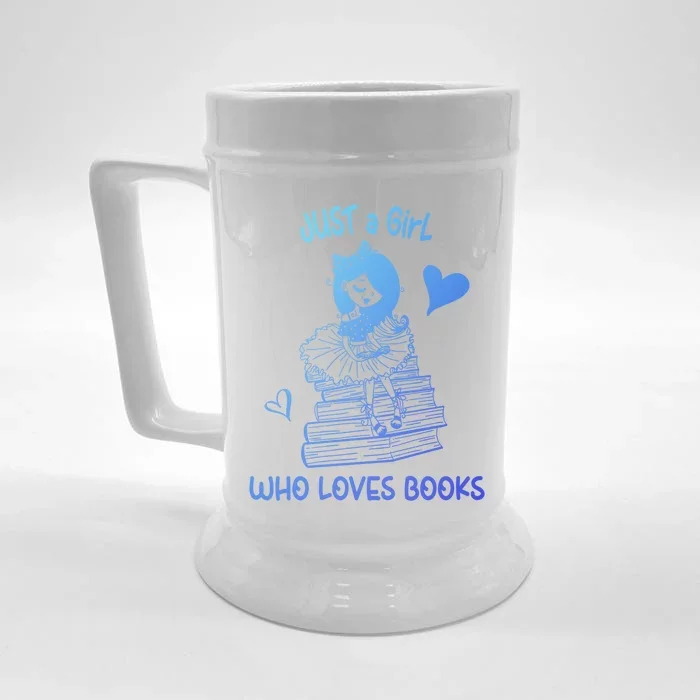 Just A Who Loves Books Reading Book Cute Heart Bookish Gift Front & Back Beer Stein