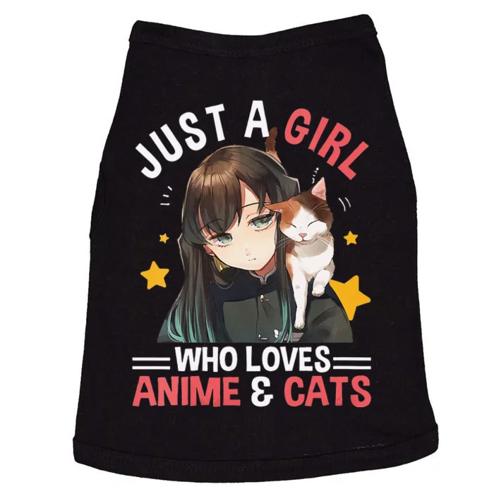 Just A Who Loves Anime & Cats Cute Gifts Teenager Doggie Tank