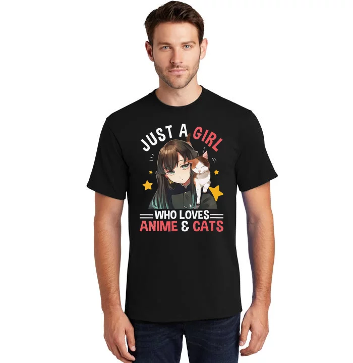 Just A Who Loves Anime & Cats Cute Gifts Teenager Tall T-Shirt