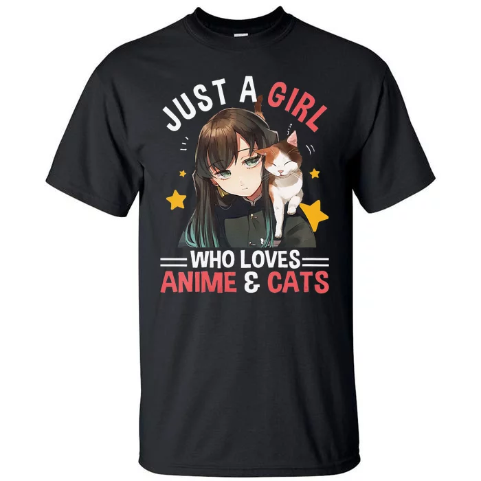 Just A Who Loves Anime & Cats Cute Gifts Teenager Tall T-Shirt