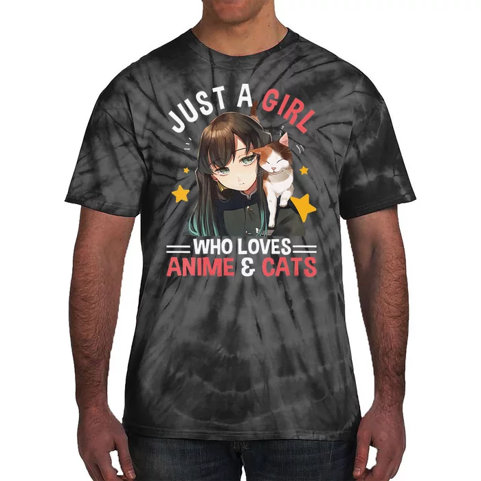 Just A Who Loves Anime & Cats Cute Gifts Teenager Tie-Dye T-Shirt