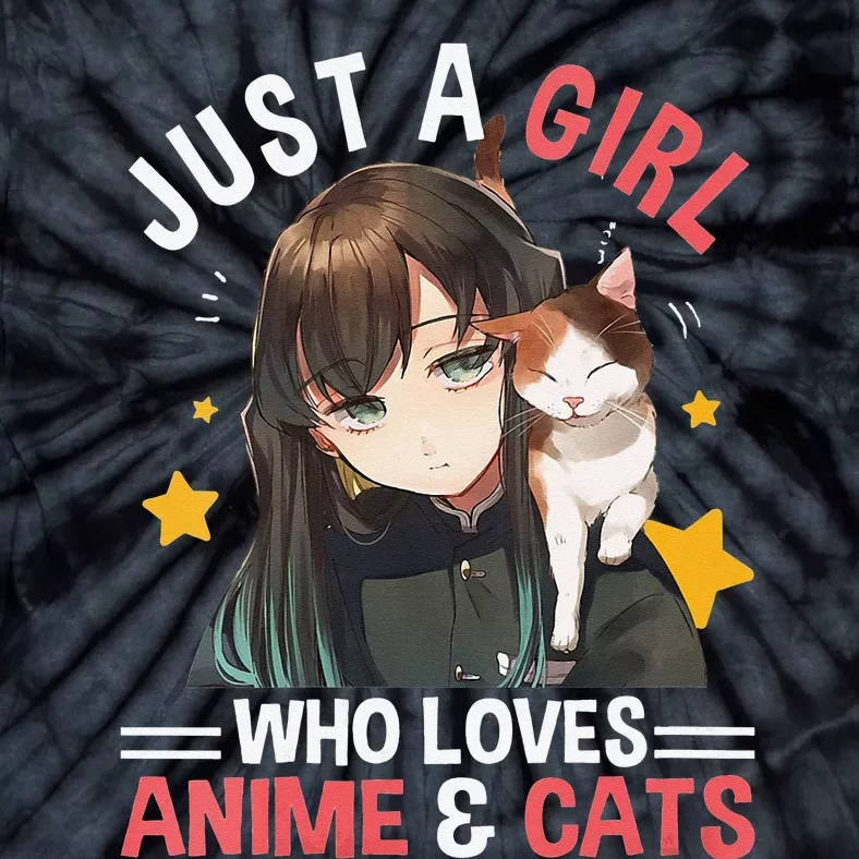 Just A Who Loves Anime & Cats Cute Gifts Teenager Tie-Dye T-Shirt