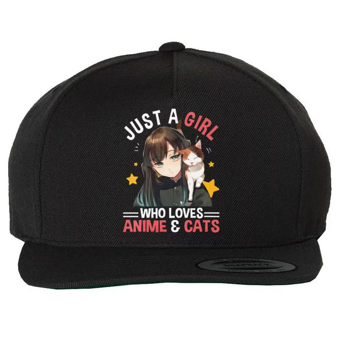 Just A Who Loves Anime & Cats Cute Gifts Teenager Wool Snapback Cap