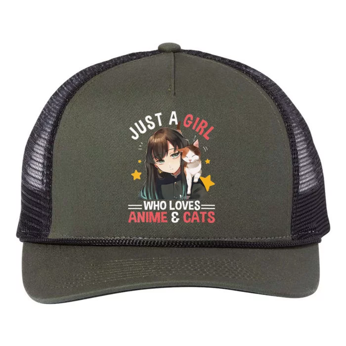 Just A Who Loves Anime & Cats Cute Gifts Teenager Retro Rope Trucker Hat Cap