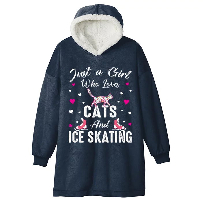 Just A Who Loves Cats And Ice Skating Skate Gift Hooded Wearable Blanket