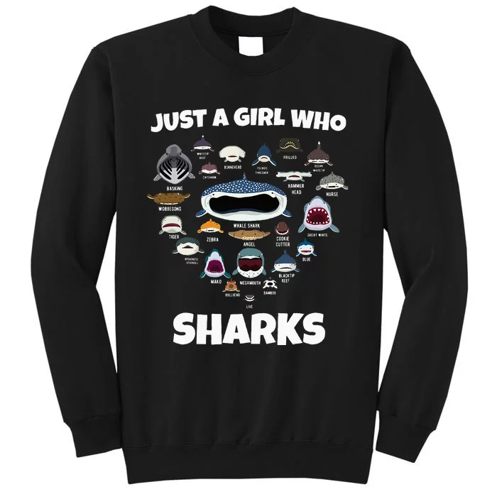 Just A Who Loves Sharks Shark Faces Shark Sweatshirt