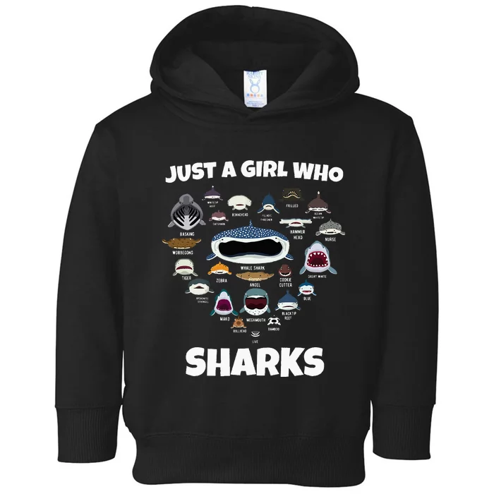 Just A Who Loves Sharks Shark Faces Shark Toddler Hoodie