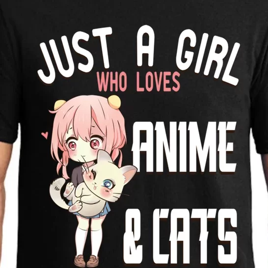 Just A Who Loves Anime And Cats Lover For N Gift Pajama Set