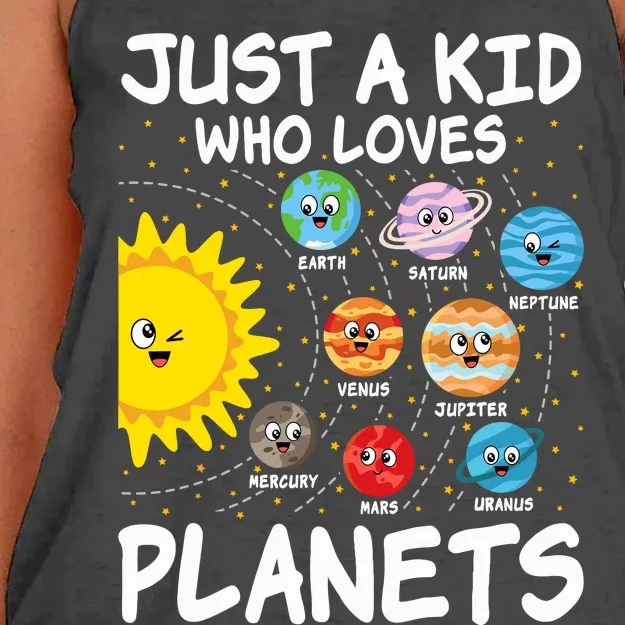 Just A Who Loves Planets Space Solar System Boy Girl Women's Knotted Racerback Tank