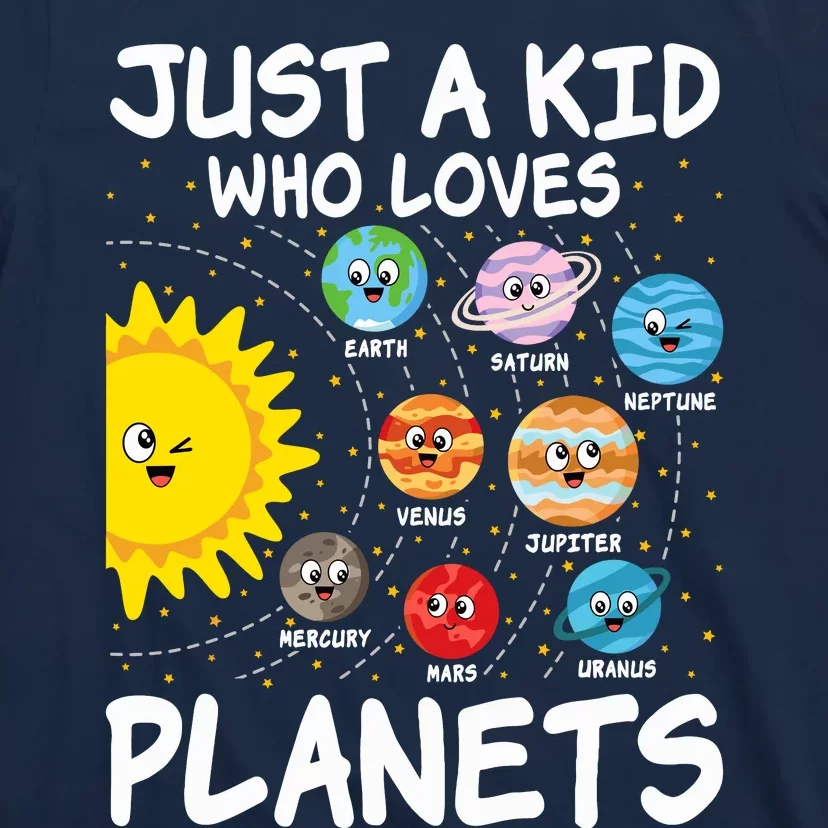 Just A Who Loves Planets Space Solar System Boy Girl T-Shirt