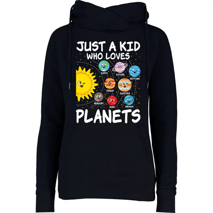 Just A Who Loves Planets Space Solar System Boy Girl Womens Funnel Neck Pullover Hood