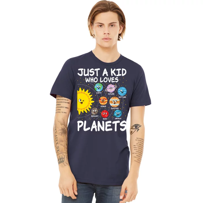 Just A Who Loves Planets Space Solar System Boy Girl Premium T-Shirt