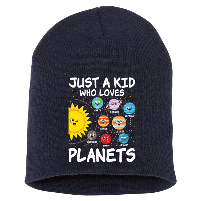 Just A Who Loves Planets Space Solar System Boy Girl Short Acrylic Beanie