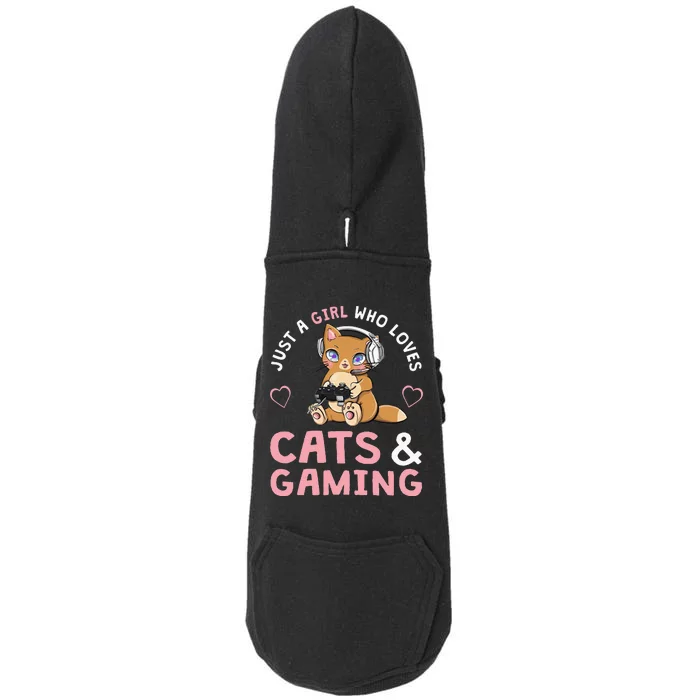 Just A  Who Loves Cats And Gaming Cute Gamer Cat Doggie 3-End Fleece Hoodie