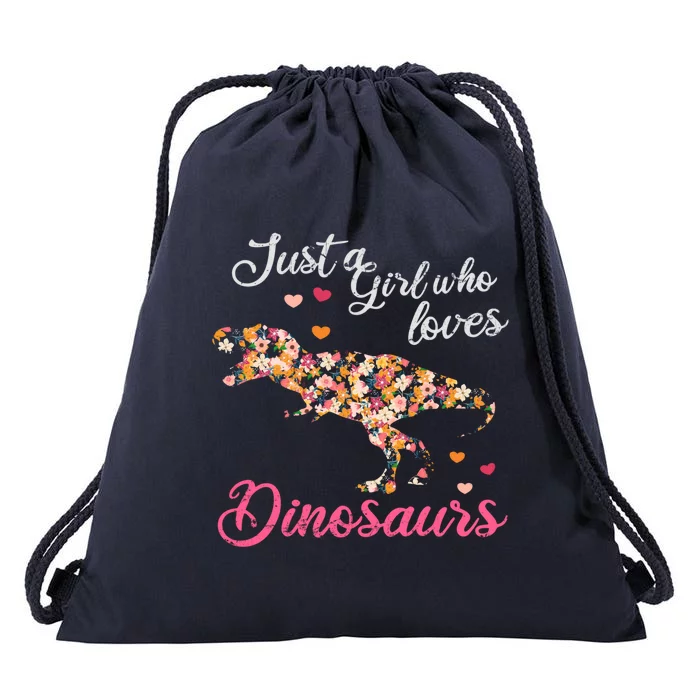 Just A Who Loves Dinosaurs Great Gift Dinosaur Gift Drawstring Bag