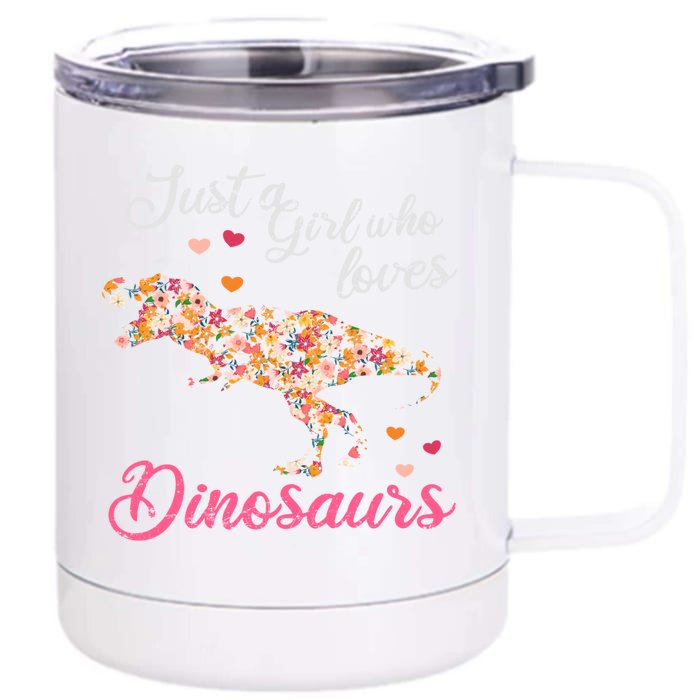 Just A Who Loves Dinosaurs Great Gift Dinosaur Gift Front & Back 12oz Stainless Steel Tumbler Cup