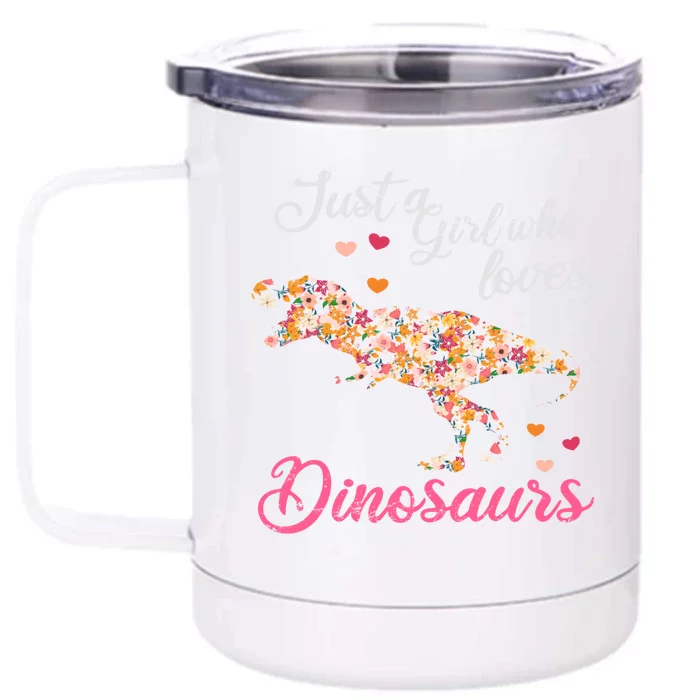 Just A Who Loves Dinosaurs Great Gift Dinosaur Gift Front & Back 12oz Stainless Steel Tumbler Cup