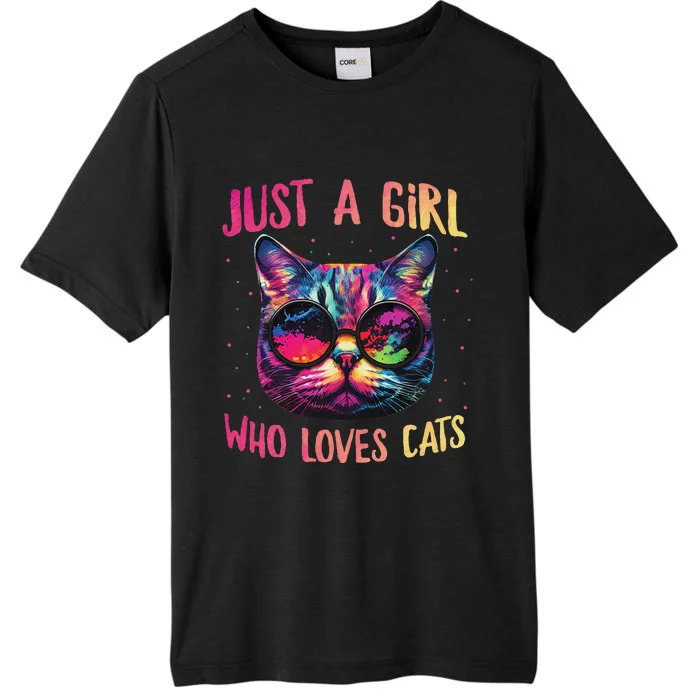 Just A  Who Loves Cats Colorful Cat Watercolor ChromaSoft Performance T-Shirt