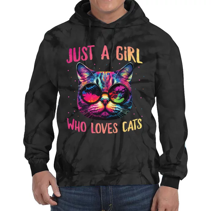 Just A  Who Loves Cats Colorful Cat Watercolor Tie Dye Hoodie