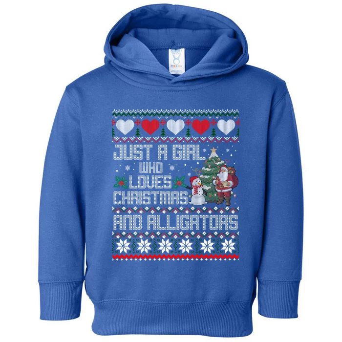 Just A Who Loves Christmas And Alligators Ugly Sweater Gift Toddler Hoodie